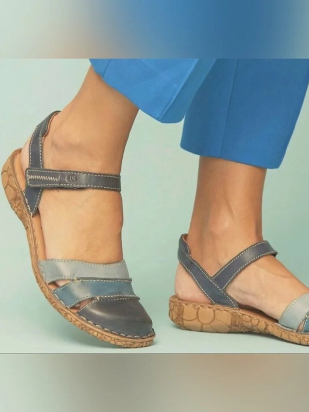 Josef Seibel Rosalie 44 Ocean Blue Mary Jane Sandal Sz 40